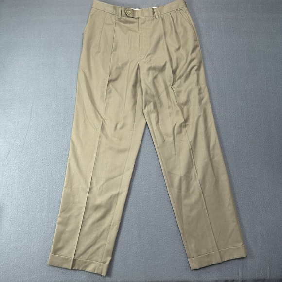 Lauren Ralph Lauren Other - Ralph Lauren Men's Classic Fit Dress Double pleated Pants 34 x 32 Tan Poly Blend